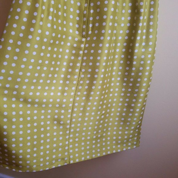 JCREW SILK DRESS SIZE 4 SMALL CHARTREUSE POLKA DOT - Picture 4 of 5